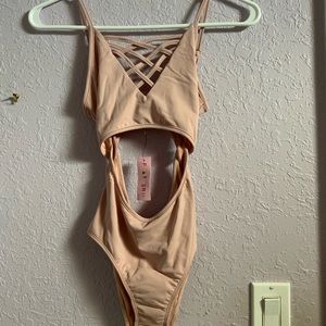 NEW Pink Front Cut Out CrissCross One Piece Swim